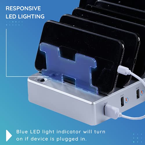 6-Port USB Charging Station with Cables by Hercules Tuff - Silver 6-Port USB Charging Station with Cables by Hercules Tuff - Silver
